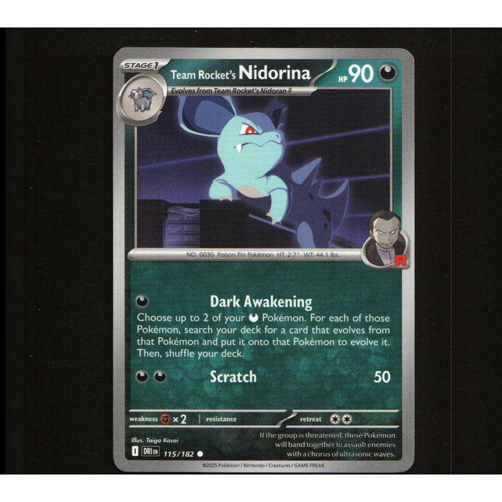 Team Rocket’s Nidorina 115/182 Pokémon Card – Dark Awakening & Scratch pok4